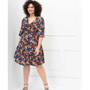 Eloquii Elements Knot Front Floral Dress